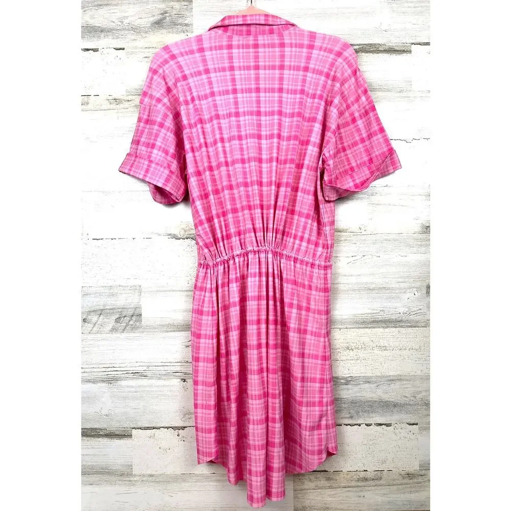 Talbots Cabana Life Sunrise Pink Plaid M Cover Up Mini Dress Catalina Cloth NWT